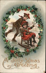 A Jolly Christmas Greeting Postcard