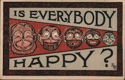 Is Everybody Happy? Smiling Faces Comic, Funny Postcard Postcard Postcard