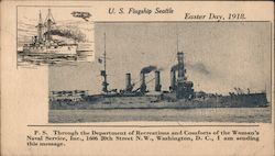 U.S. Flagship Seattle Easter Day, 1918. Battleships Postcard Postcard Postcard