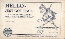 Hello - Just Got Back -- Compliments of Jewish Welfare Board Postcard