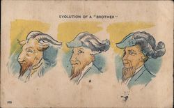 Evolution of a "Brother" From Goat to Man Postcard