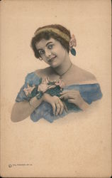 Portrait of Woman in Blue Postcard