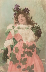 Portrait of Woman Clad in Grapes and Ivy Postcard