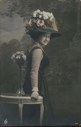 Woman in Hat Postcard