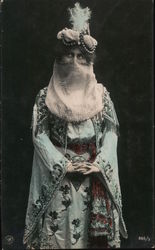 Woman Wearing Veil Women Postcard Postcard Postcard