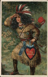 Will He Come? To My Valentine -- Native American Woman Postcard