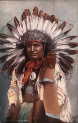 Portrait of Hollow Horn Native Americana Postcard Postcard Postcard