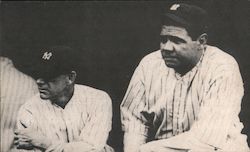 The Babe - Babe Ruth with Manager Miller Huggins Baseball Postcard Postcard Postcard