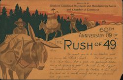 60th Anniversary 1909 of the Gold Rush of 1849 Postcard