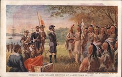 English and Indians Meeting at Jamestown in 1607 1907 Jamestown Exposition Postcard Postcard Postcard