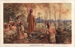 Jamestown in 1607 -- Native Americans look at settlement Postcard