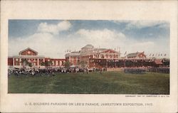 US Soldiers Parading on Lee's Parade - Jamestown Exposition 1907 Postcard