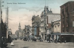 Looking Along Bourke Street Postcard