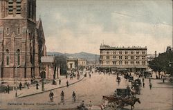 Cathedral Square, With Bicycles And Carriages Christchurch, New Zealand Postcard Postcard Postcard