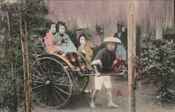 Japanese Ladies in a Rickshaw Postcard