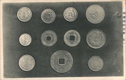 Old coins on display Postcard