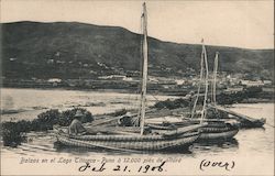 Boats in Lake Titicaca - at 12,000 feet of attitude Postcard