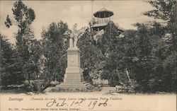 Plazuela del Cerro Santa Lucia con la Estatua Pedro Valdivia Postcard