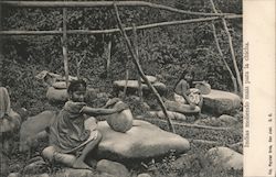 Indian Girls Grinding Corn Costa Rica Central America Postcard Postcard Postcard