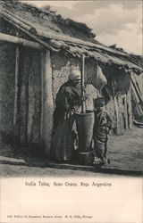 Indian woman and child with mortar and pestle Gran Chaco, Argentina Postcard Postcard Postcard