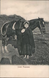 Young Araucana with Horse Argentina Postcard Postcard Postcard