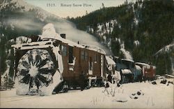 Rotary Snow Plow on Train Postcard