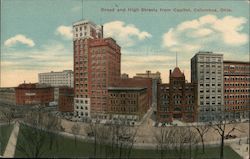 Broad and High Streets from Capitol Columbus, OH Postcard Postcard Postcard