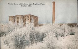 Winter Scene at National Cash Register Plant Postcard