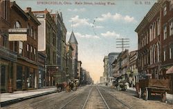 Main Street, Looking West Springfield, OH Postcard Postcard Postcard