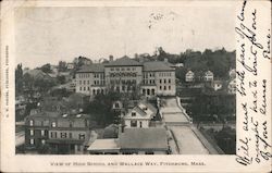 View of High School and Wallace Way Fitchburg, MA Postcard Postcard Postcard