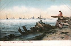 Wreck at Vineyard Haven Harbor, Mass Massachusetts Postcard Postcard Postcard