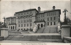 Wallace Way and High School Postcard