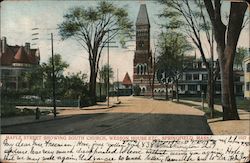 Maple Street Showing South Church, Wesson House Etc. Springfield, MA Postcard Postcard Postcard