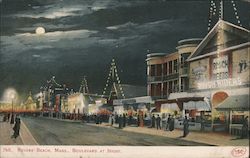 Revere Beach, Mass. Boulevard at Night Massachusetts Postcard Postcard Postcard