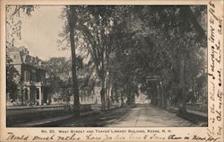 West Street and Thayer Library Building Postcard