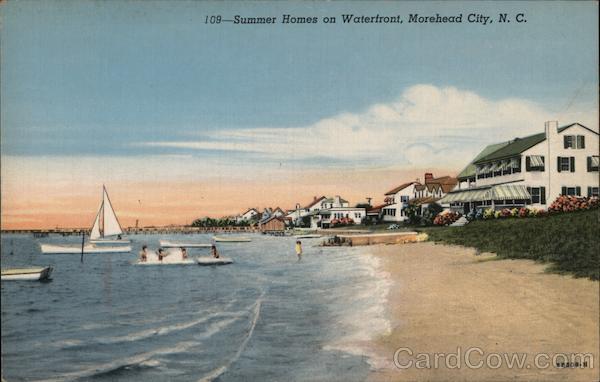 Summer Homes On Waterfront Morehead City NC Postcard   Card00549 Fr 