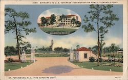 Entrance to U.S. Veterans' Administration Home at Seminole Point St. Petersburg, FL Postcard Postcard Postcard