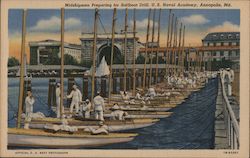 Midshipmen Preparing for Sailboat Drill - US Navy Academy Annapolis, MD Postcard Postcard Postcard