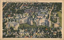 Aerial View of Cleveland City Hospital Postcard