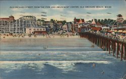 Old Orchard Street from the Pier and Amusement Center Old Orchard Beach, ME Postcard Postcard Postcard