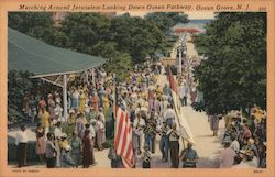 Marching Around Jerusalem looking down Ocean Pathway Ocean Grove, NJ Postcard Postcard Postcard