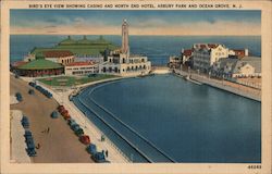 Bird's Eye View showing Casino and North End HOtel - Asbury Park Ocean Grove, NJ Postcard Postcard Postcard