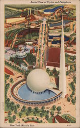 Aerial View of Trylon and Perisphere New York, NY Postcard Postcard Postcard