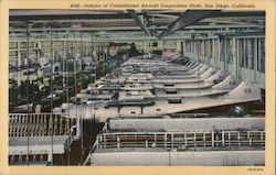 4545-- Interior of Consolidated Aircraft Corporation Plant San Diego, CA Postcard Postcard Postcard