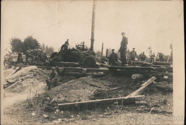 Men Working With Steam Engine Postcard