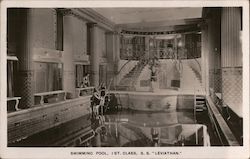 First class swimming pool on the S.S. Leviathan Steamers Postcard Postcard Postcard