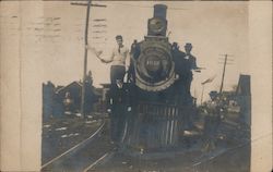 Three Men Standing by Train Engine #1032 Postcard