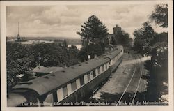 Der Rheinvoldzug Fahrt Dutch Die Eisenbahnbrucke Mit Blick Auf die Mainmundung Postcard