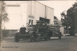 Fire Engine on Street Sarasota, FL Postcard Postcard Postcard