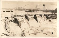 Snow Covered Dam at the Mill Wausau, WI Postcard Postcard Postcard